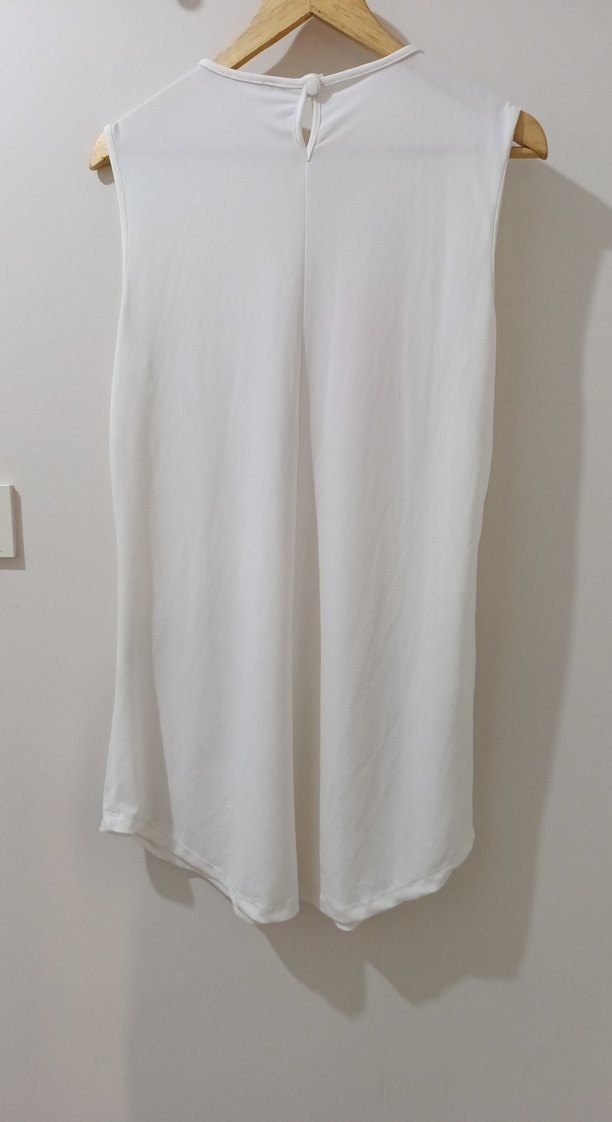 Beyaz Kolsuz Midi Tunik - Görsel 3