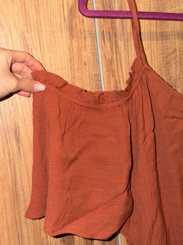 Kahverengi Keten Volanlı Kadın Tulum - Görsel 2