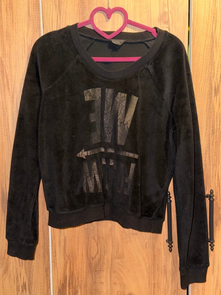 Siyah Süet Kadın Sweatshirt - Görsel 2