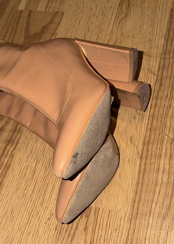 Bej Rugan Stiletto Topuklu Kadın Bot - Görsel 3