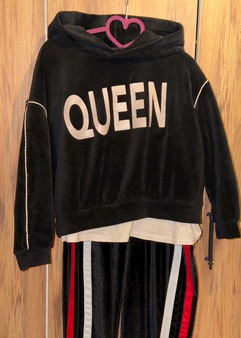 Kemerli Siyah Kadın Uzun Eşofman Takımı - Görsel 2