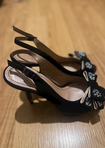 Siyah Parlak Topuklu Kadın Ayakkabı - Görsel 5