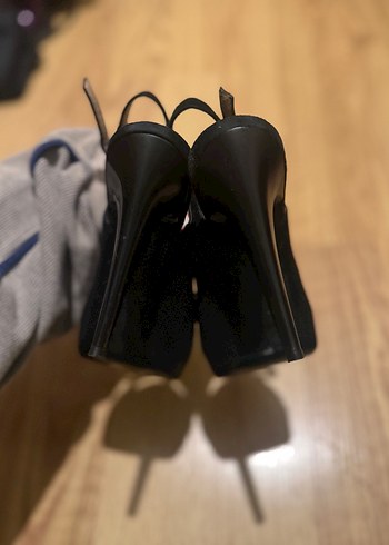 Siyah Parlak Topuklu Kadın Ayakkabı - Görsel 7