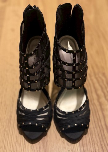 Tokalı Siyah Gotik Platform Topuklu Kadın Ayakkabı - Görsel 2