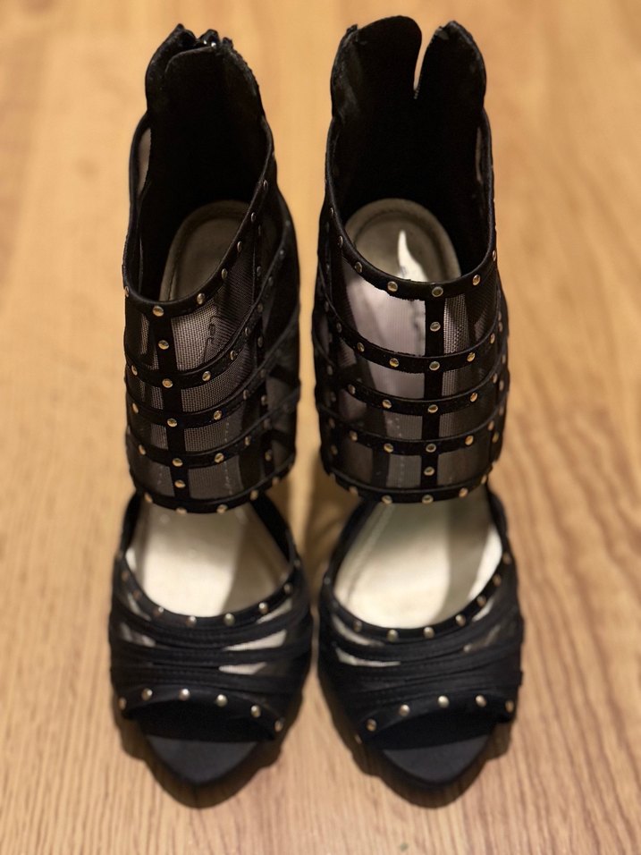 Tokalı Siyah Gotik Platform Topuklu Kadın Ayakkabı - Görsel 2