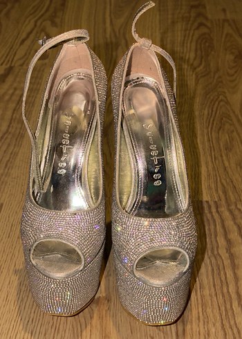 Altın Renkli Platform Topuklu Abiye Ayakkabı - Görsel 6