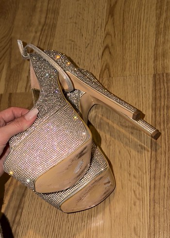 Altın Renkli Platform Topuklu Abiye Ayakkabı - Görsel 7