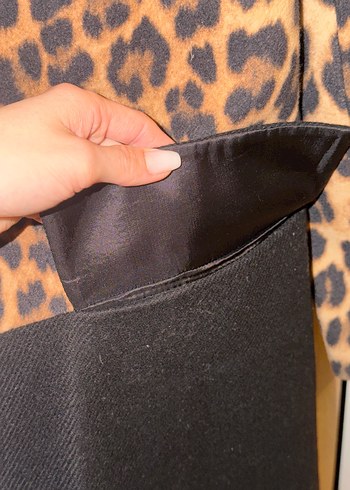 Kahverengi Leopar Desenli Süet Midi Kadın Kaban - Görsel 6