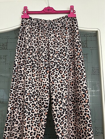 xxl Beden leopar boru paça pantolon