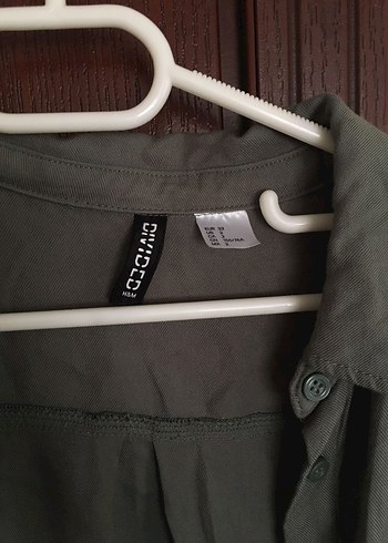 Düğmeli İşlemeli asker yeşili Mini Kadın Gömlek - Görsel 3