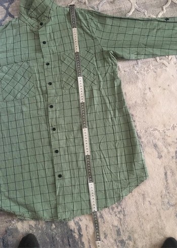 uzun tunik kareli koyu yeşil gömlek - Görsel 5