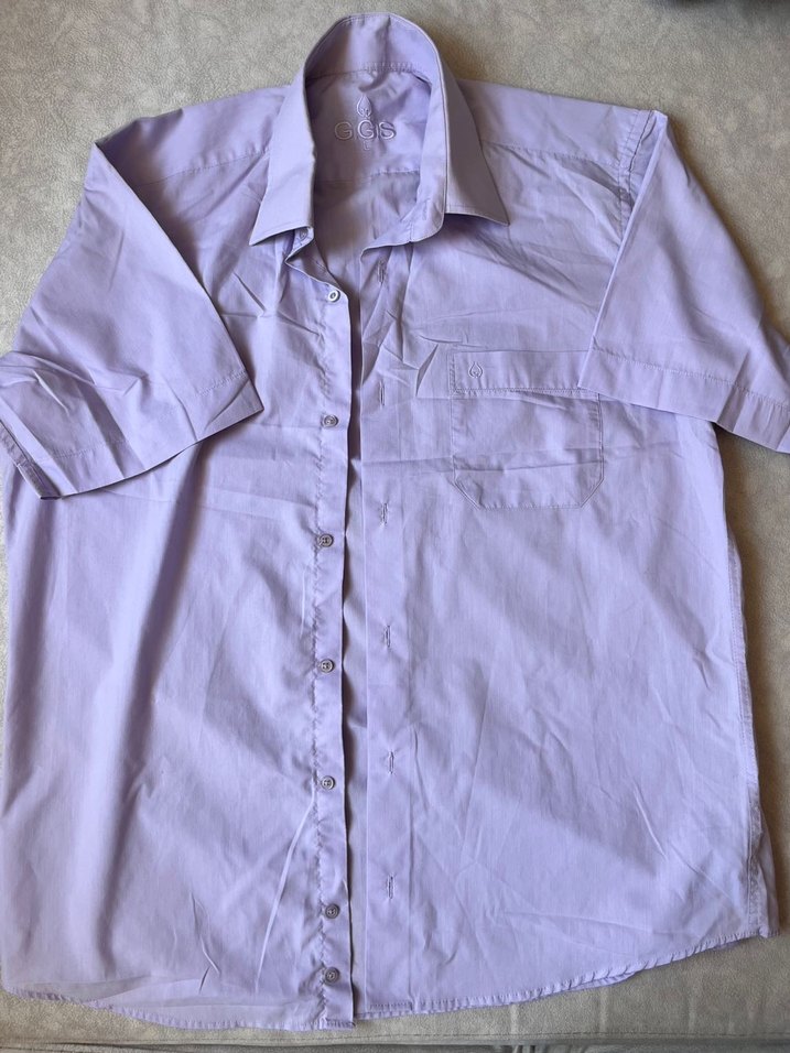 Erkek Lila Kısa Kollu Keten Gömlek - Görsel 2