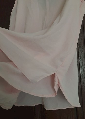 V Yaka Pembe Kadın Askılı Bluz - Görsel 3