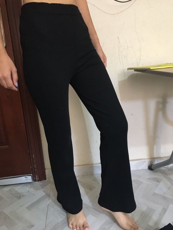 Siyah Kadın tayt boru Paça Pantolon - Görsel 5