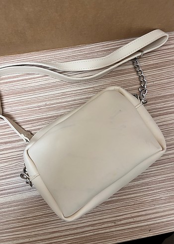 Beyaz Minimalist Deri Kadın Çanta - Görsel 4