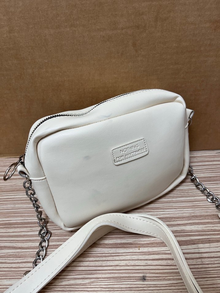 Beyaz Minimalist Deri Kadın Çanta - Görsel 3