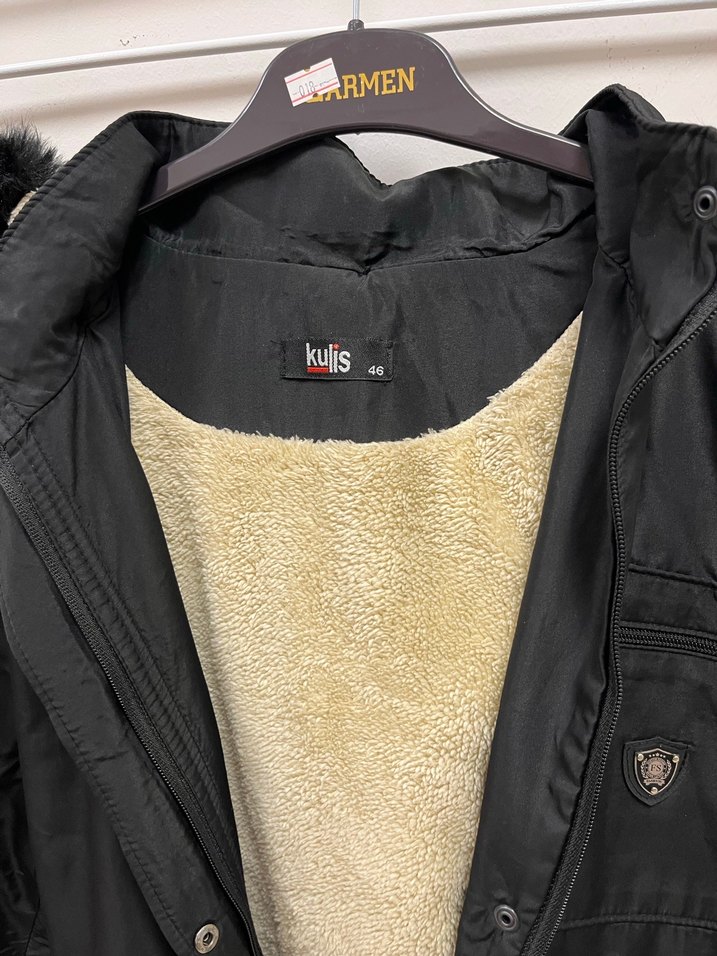 Siyah Uzun Kürklü Kadın Ceket - Görsel 3