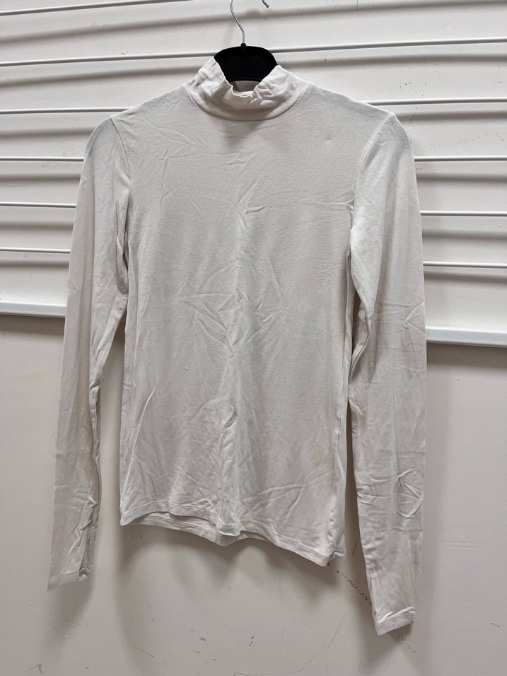 Uzun Kollu Kırık beyaz balıkçı yaka parmaklı bluz - Görsel 2