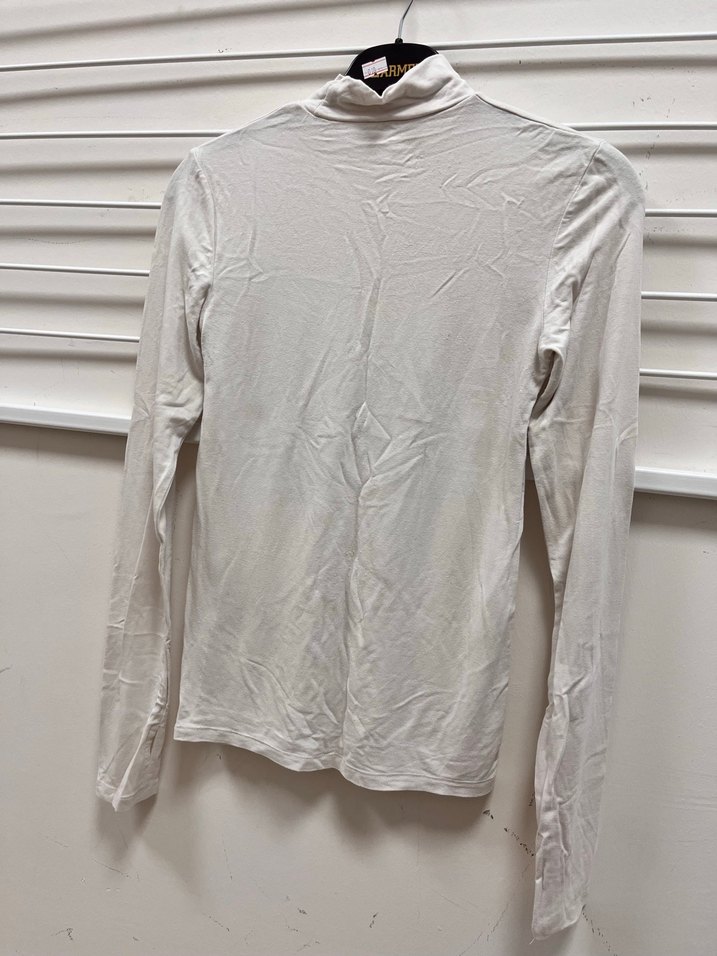 Uzun Kollu Kırık beyaz balıkçı yaka parmaklı bluz - Görsel 4