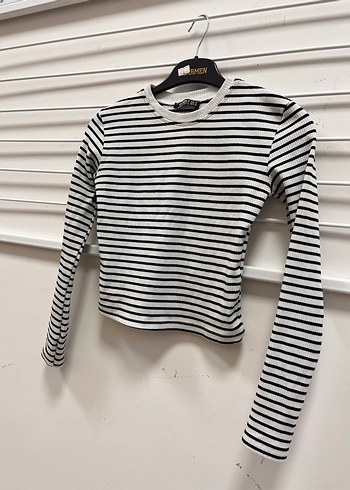 Uzun Kollu Çizgili İnce Bluz - Görsel 3