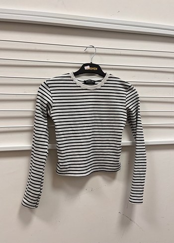 Uzun Kollu Çizgili İnce Bluz - Görsel 2