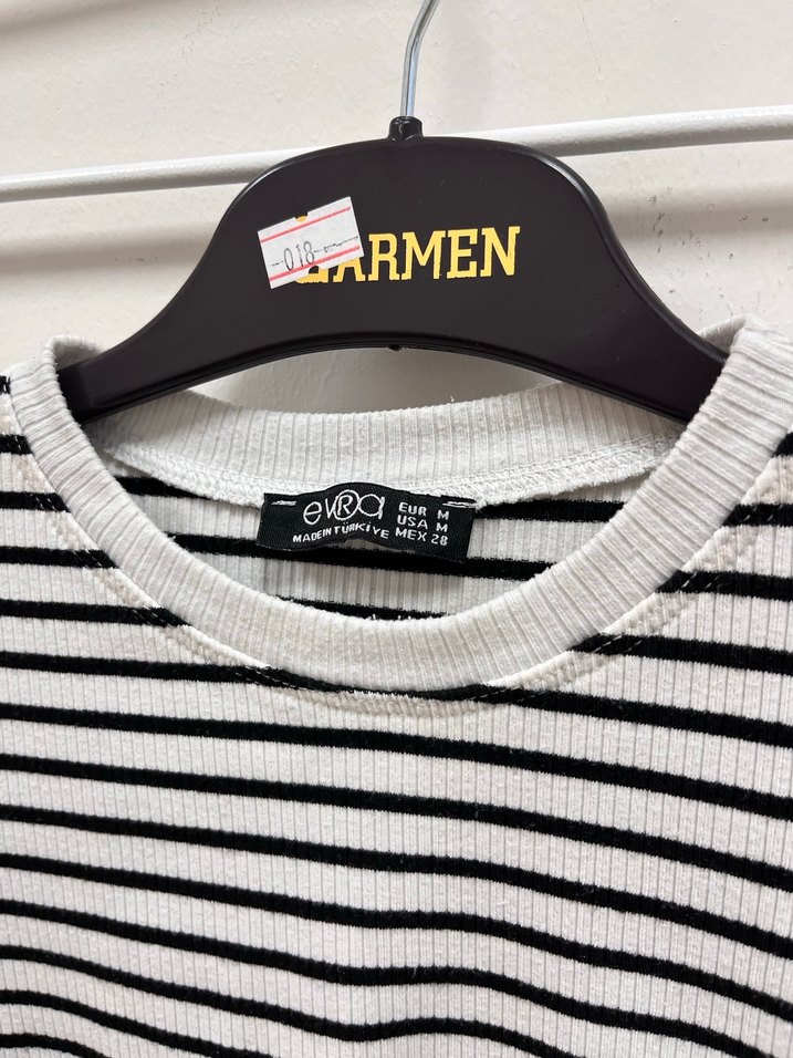 Uzun Kollu Çizgili İnce Bluz - Görsel 4