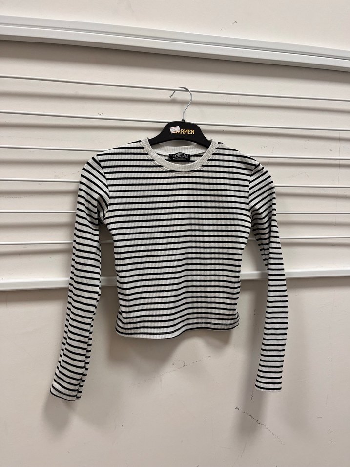 Uzun Kollu Çizgili İnce Bluz - Görsel 2