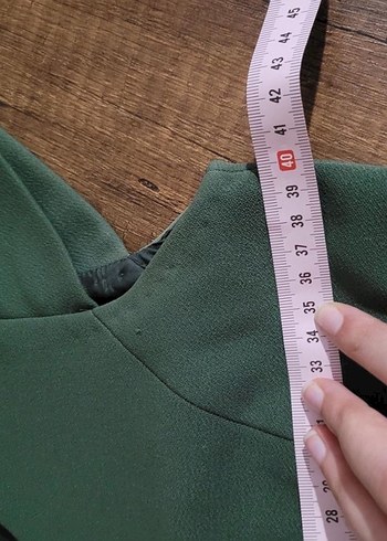 Kısa Kollu Midi Yeşil Elbise - Görsel 4