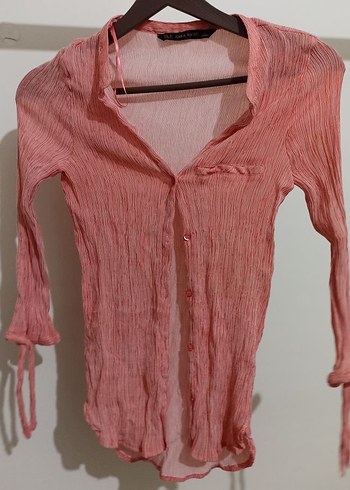 Nar çiçeği kırmızı Uzun Kollu Gömlek vintage zara