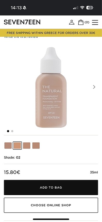 Diğer Seven7een The Natural Fondöten SPF20