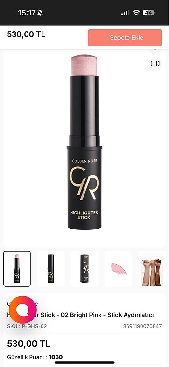 Golden Rose Highlighter Stick 01