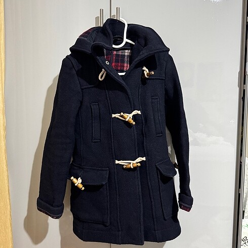 Topshop Ekoseli Kaşe Kaban Lacivert