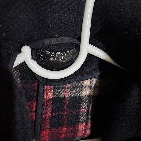 xs Beden Topshop Ekoseli Kaşe Kaban Lacivert