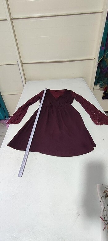 Trendyol & Milla Trendyol Dantelli Mürdüm Bordo Elbise