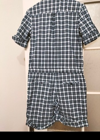 Gri Kareli Düğmeli Kadın Tulum - Görsel 6