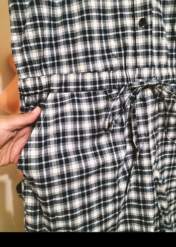 Gri Kareli Düğmeli Kadın Tulum - Görsel 4