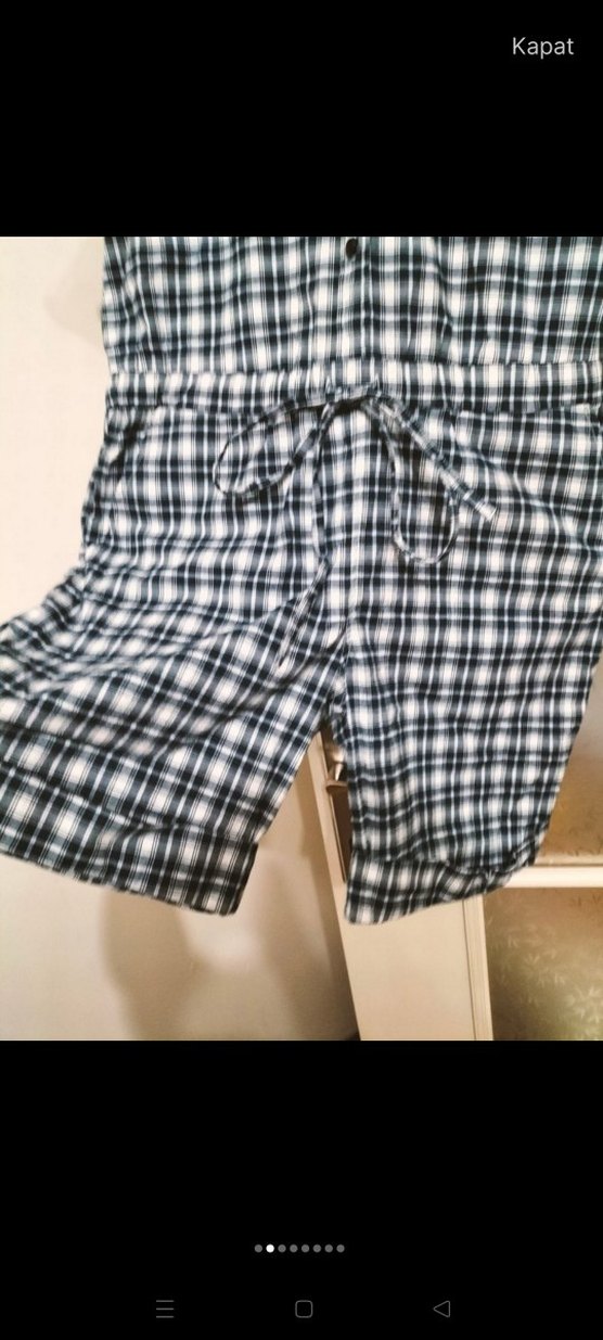 Gri Kareli Düğmeli Kadın Tulum - Görsel 3