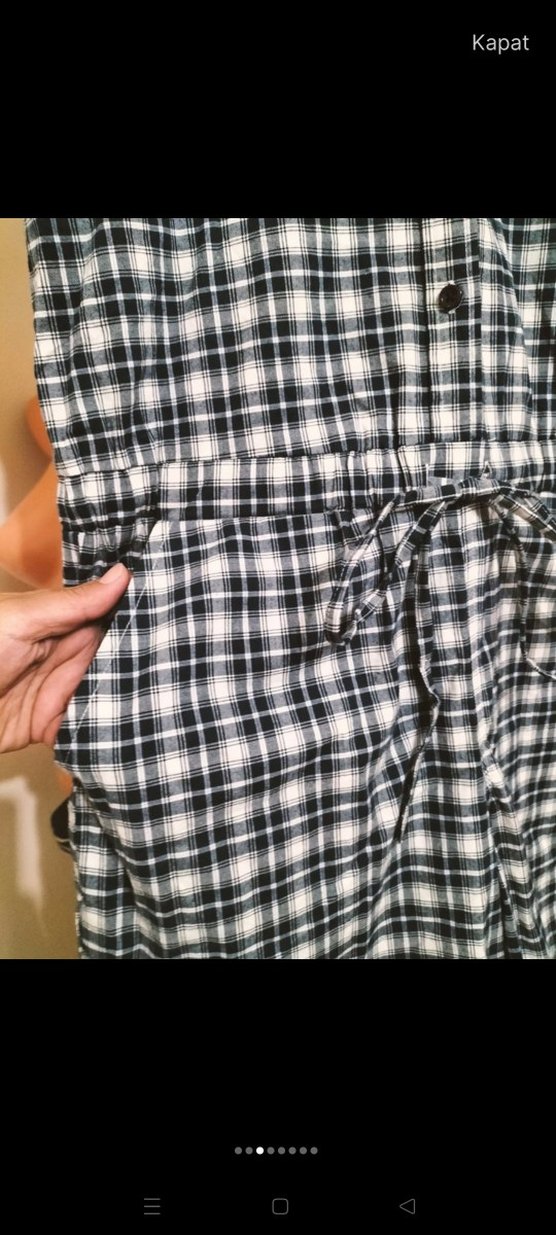 Gri Kareli Düğmeli Kadın Tulum - Görsel 4