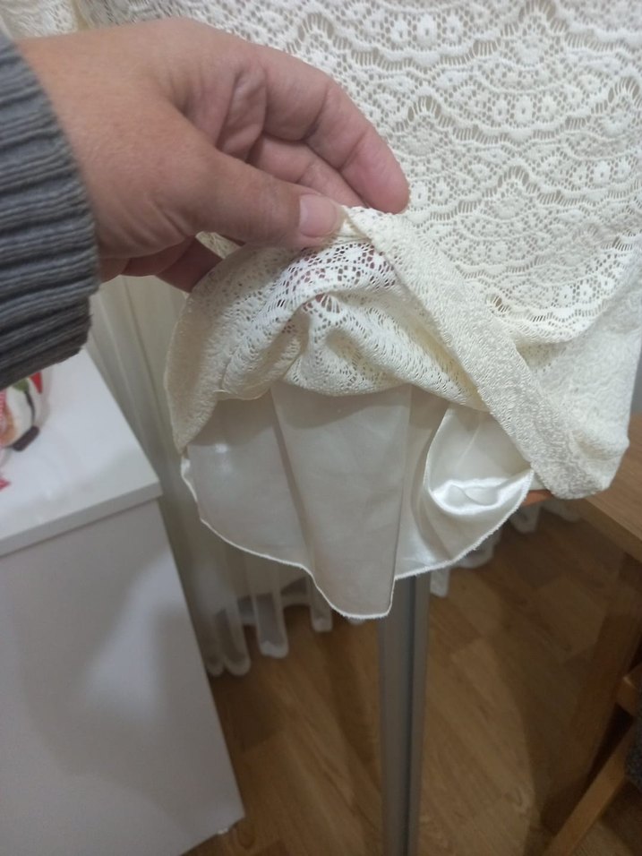 Dantelli Beyaz Bohem Kısa Kollu Bluz - Görsel 5