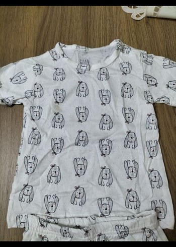 18-24 Ay Beden beyaz Renk Beyaz Gri Baskılı Çocuk Pijama Takımı