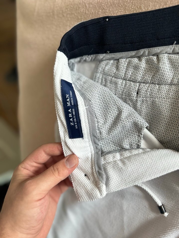 Zara Pamuklu Beyaz Belden Bağlamalı Erkek Şort 30 beden - Görsel 2