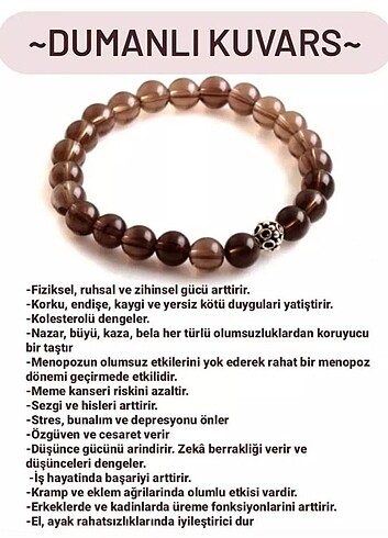 Beden Sivas yapımı kemik tarak ve dumanlı kuvars bileklik
