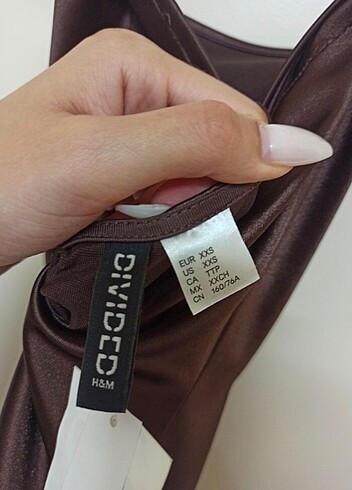 H&M Elbise Saten Kahverengi Kısa Mini Elbise