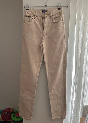 Bej Midi Normal Vintage Kesim Kot Pantolon