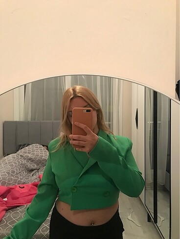 m Beden yeşil Renk CROP CEKET