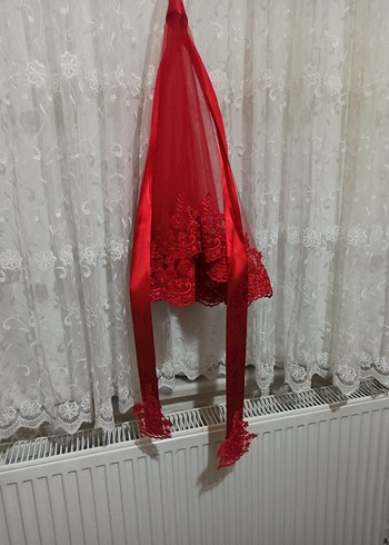 Nakışlı Kırmızı gelin duvağı al