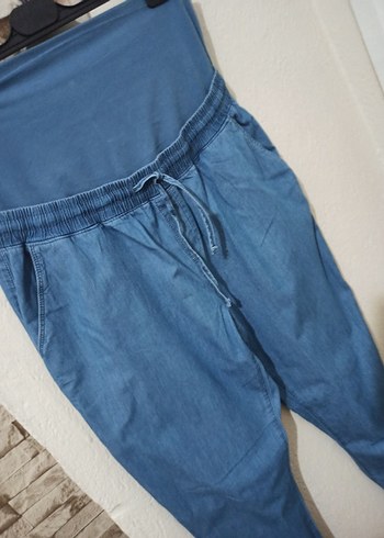 LC Waikiki Mavi Hamile Kot Pantolon, Belden Bağlamalı, Rahat Kesim