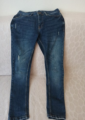Düğmeli Lacivert erkek Denim Pantolon