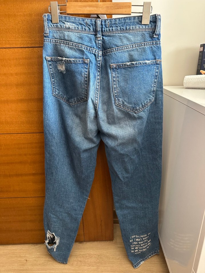 Gevşek Kesim Mavi Kadın Kot Pantolon - Görsel 3