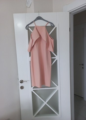 Bej Drapeli Uzun Askılı Kadın Elbise - Görsel 2